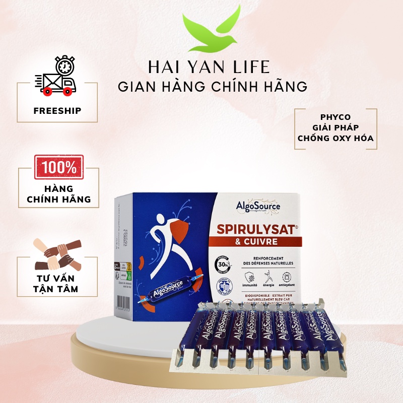Thực phẩm bổ sung Phyco Spirulysat & Cuivre - hộp 20 ống thủy tinh