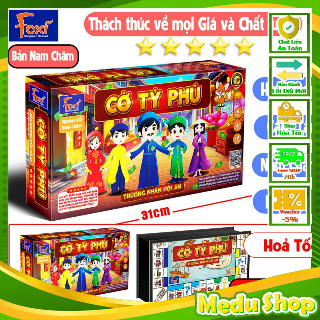 Bộ Cờ Tỷ Phú-Tỉ Phú Nam Châm Foxi-Thương nhân Hội An-monopoly-SIZE TO 31cm