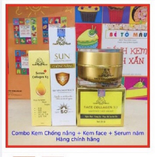 BỘ BA SIÊU HÓT Kem face X3 + Serum nám X3+ Kem Chống nắng Collagen X3 Đông Anh - Chính hãng