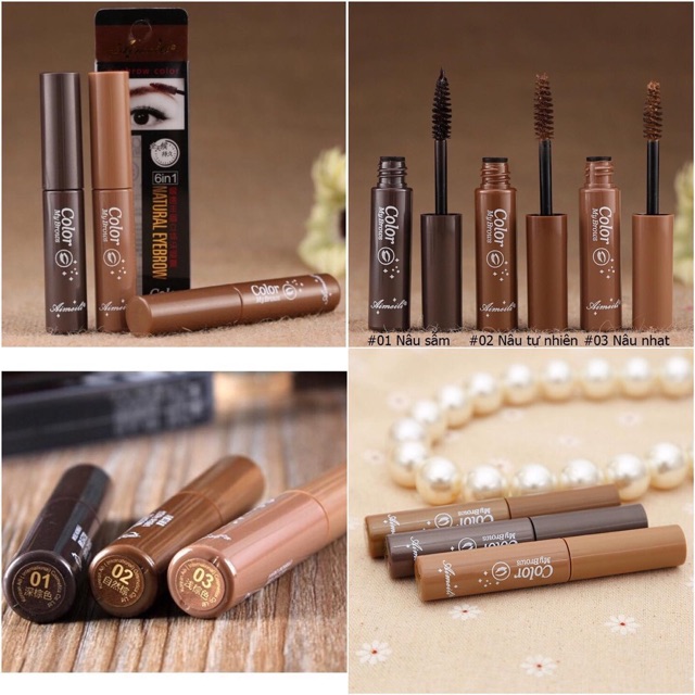 Mascara chân mày aimeili color my brown 6 in 1 natural eyebrow