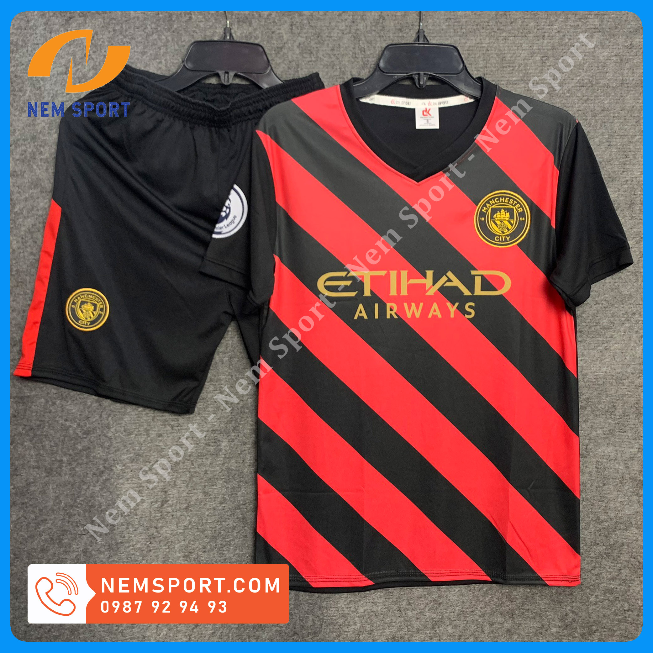 Quần áo đá bóng manchester city màu đen mới 2022-áo đá banh clb mancity màu đen mới 2022