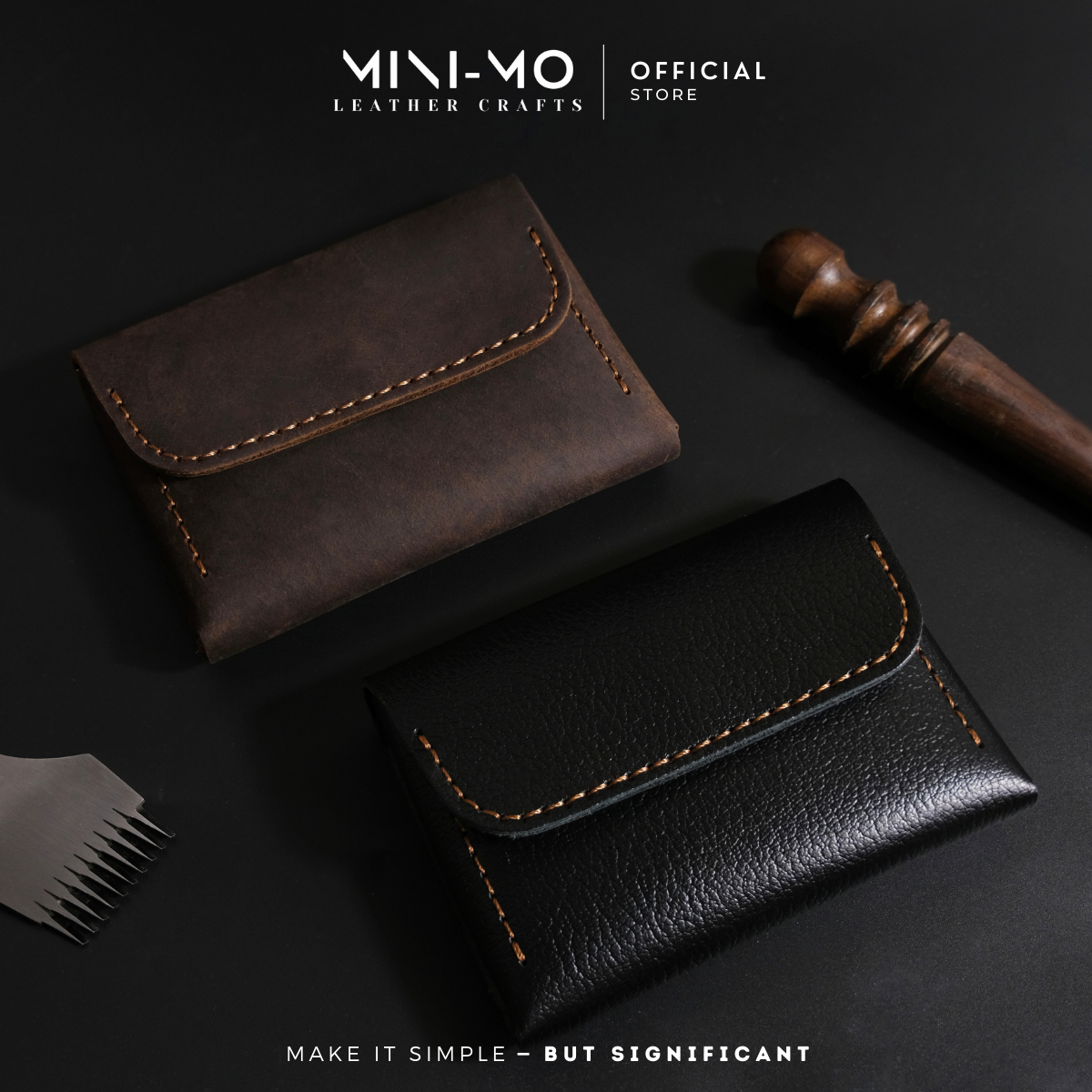 Ví mini mini-mo unisex the tokyo da bò thật, thiết kế đơn giản, nhỏ gọn, vmn-01