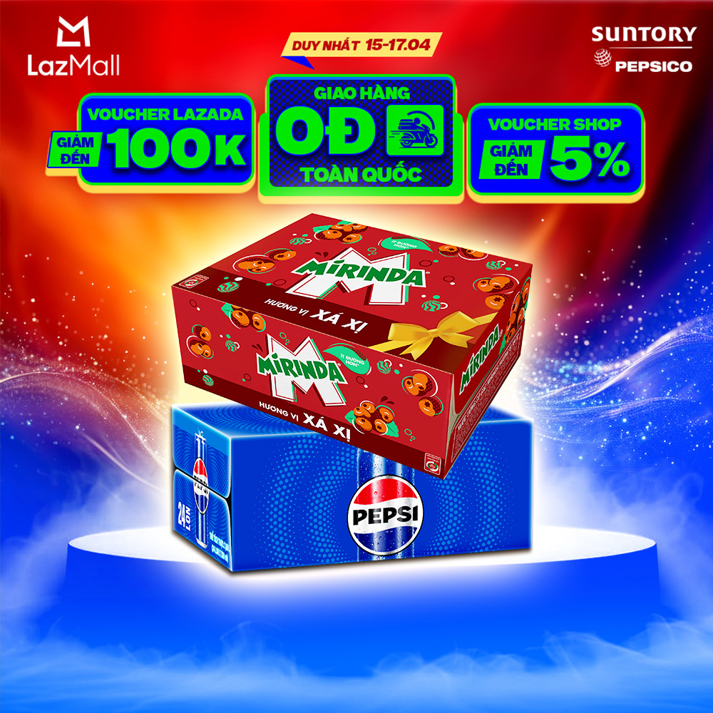 [SALE ĐẠI LỄ] Combo 2 Thùng 24 Lon Nước Ngọt Giải Khát Có Gaz Pepsi và Mirinda Xá Xị (320ml/lon)