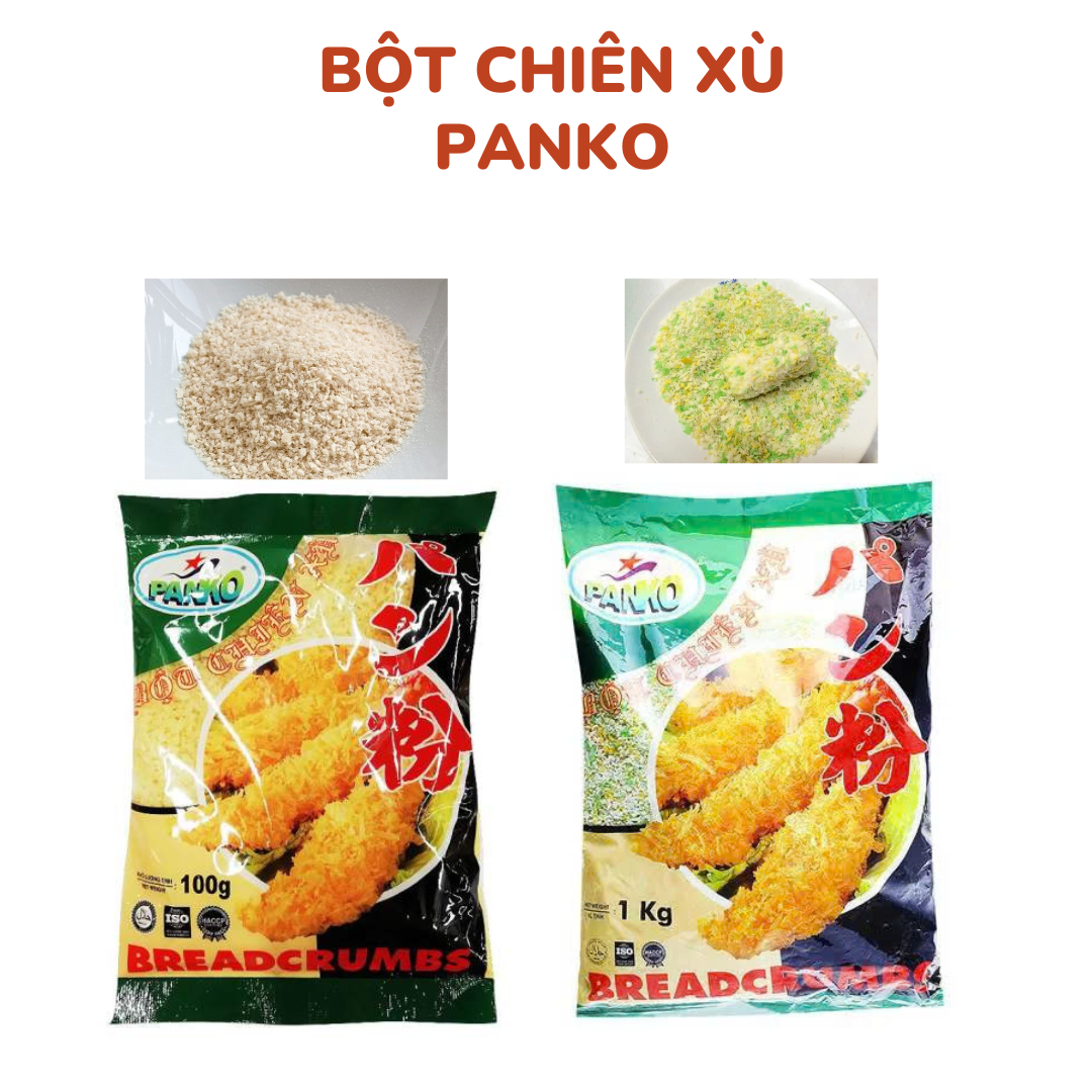 Bột chiên xù Panko Túi 1kg Loại bột vàng nhạt và bột 3 màu