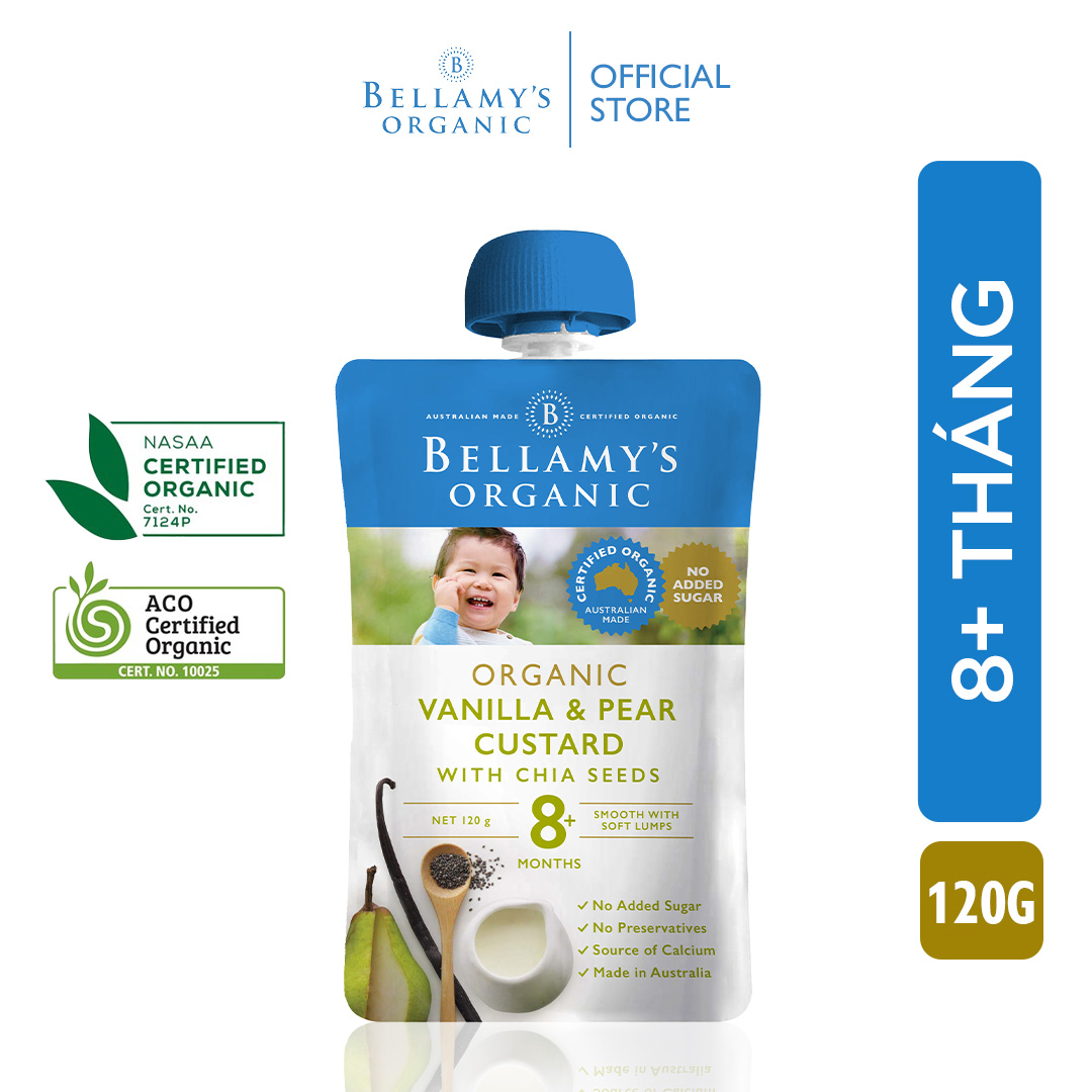 Hỗn Hợp Kem Sữa Lê Và Hạt Chia Với Chiết Xuất Vanilla Hữu Cơ Bellamy's Organic