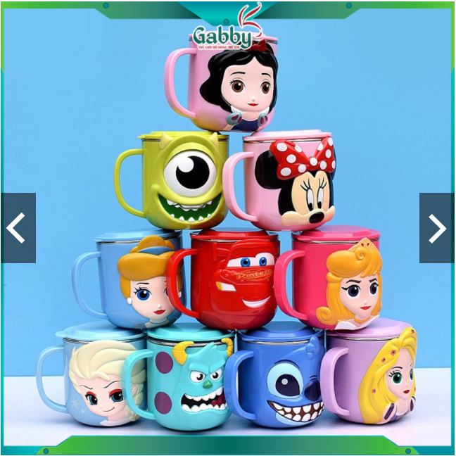 Ly nước inox 3d (hình mickey/ minnie/ elsa/ spiderman/ anna/ olaf/ mcqueen/ mike/ sulley / princess)
