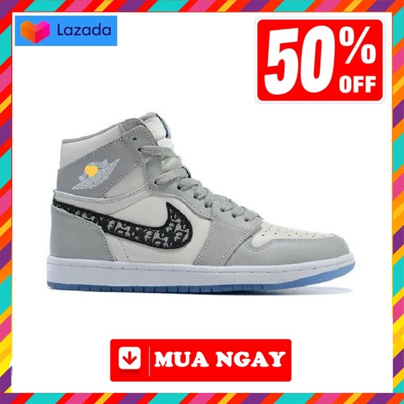 Giày Jordan 1 cao cổ Đio - Giầy Sneaker thể thao Jd1 màu xám Full Box.