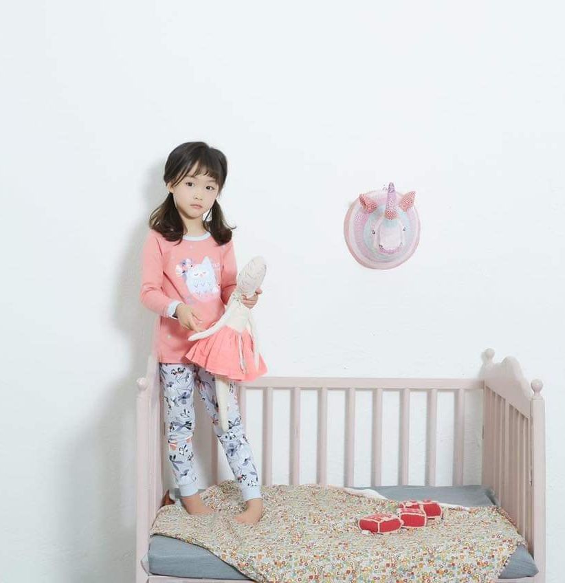 Bộ pijama dài dáng ôm 100% cotton cho bé gái Bella - Olomimi Hàn Quốc