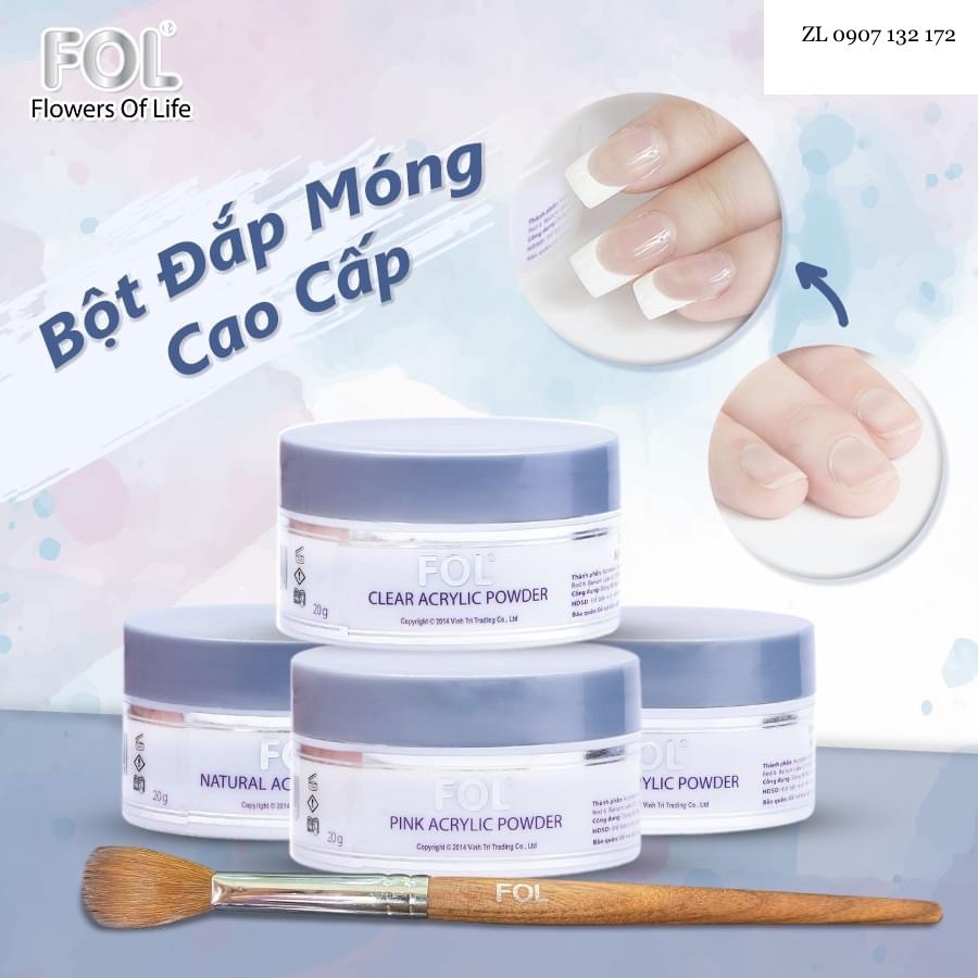 Bột đắp móng fol , cọ đắp bột fol