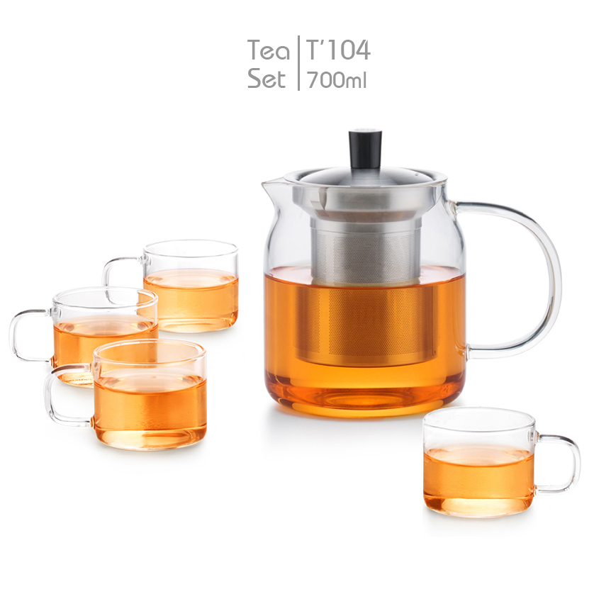 Bộ ấm trà thủy tinh chịu nhiệt có lọc trà bằng Inox Samadoyo T104 - Bộ bình lọc trà thủy tinh chịu nóng lạnh Samahome Shop