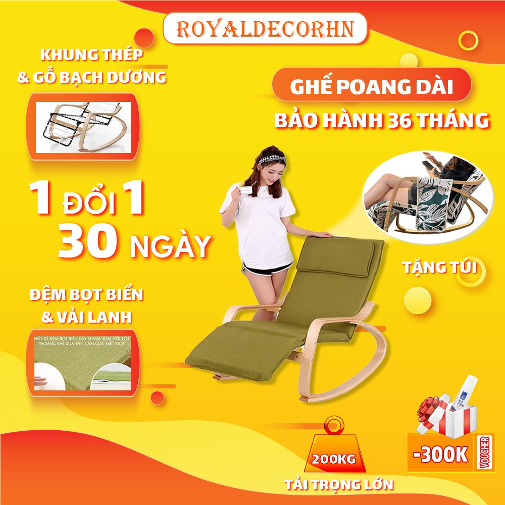 Ghế bập bênh thư giãn royaldecor có gác chân, ghế poang thư giãn bập bênh - nội thất phòng khách, sân vườn