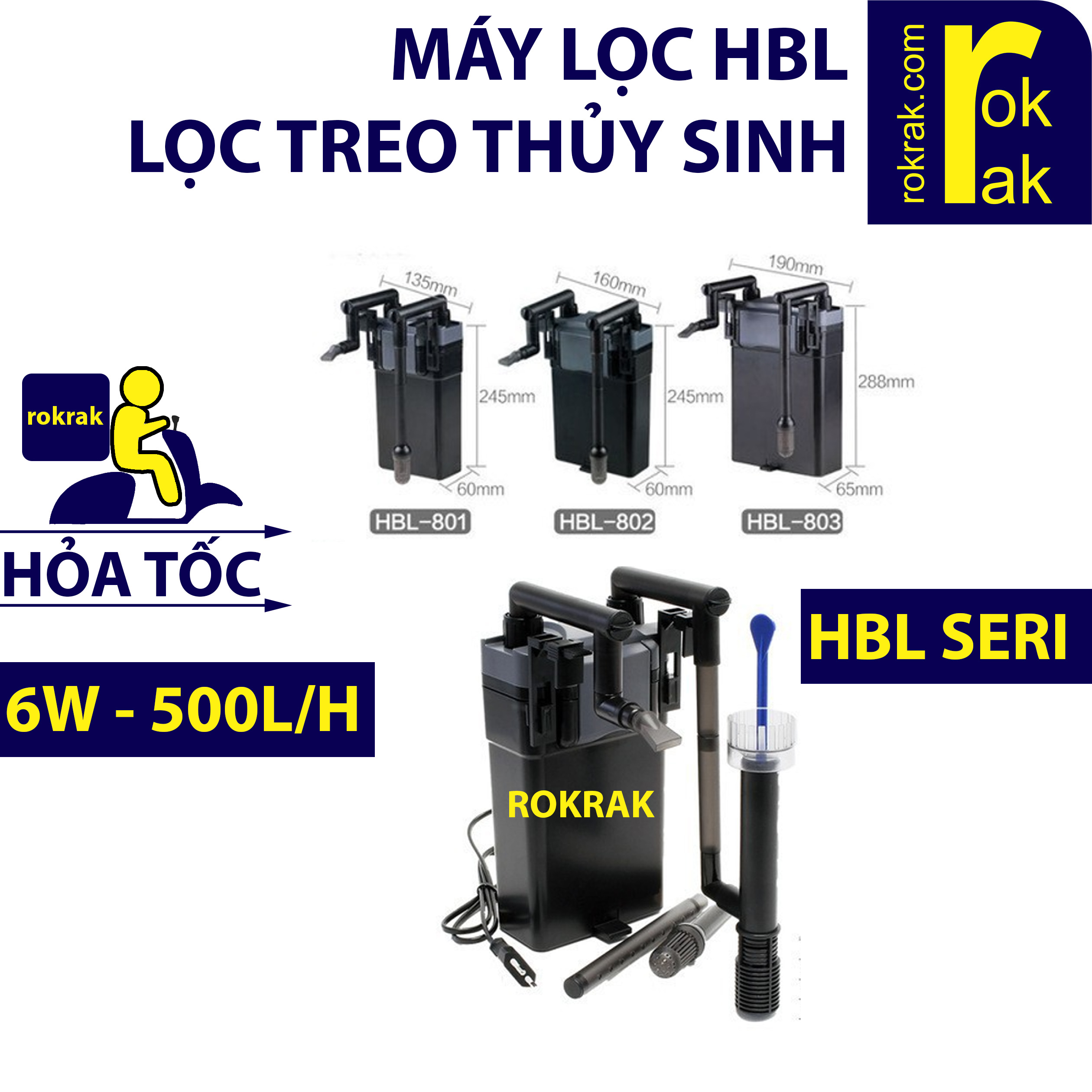 [HCM]Máy lọc treo thành hồ cá SunSun HBL-801 HBL801 801 / HBL-802 HBL802 802 cho bể 20-60 cm