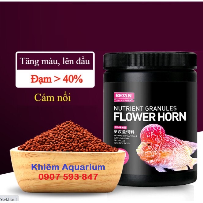 Thức ăn cá la hán lên đầu màu châu cao cấp bessn 260g hulx, cám cá la hán d&n 270g