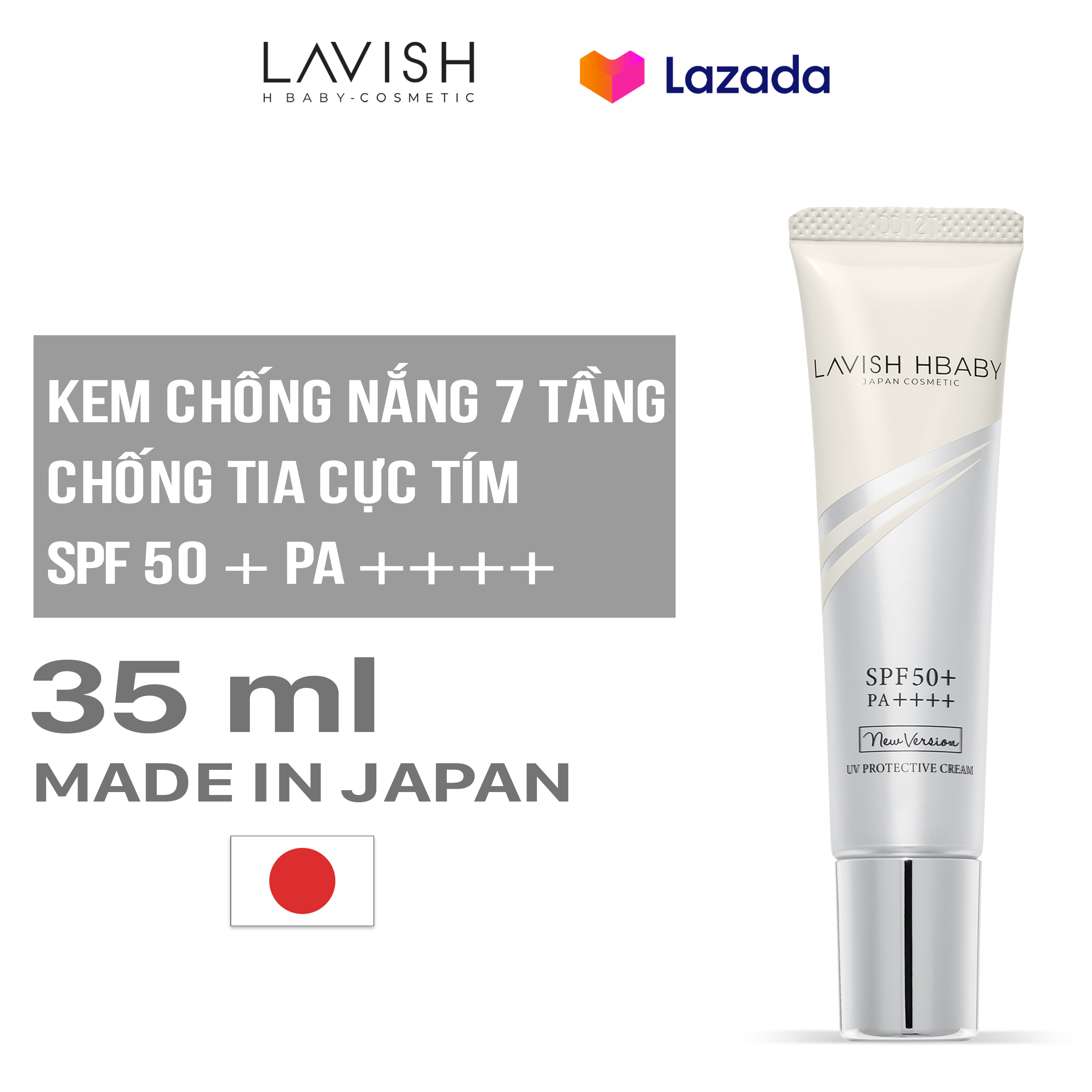 Uv protective cream / kem chống nắng quang phổ rộng spf 50+ pa++++ lavish h baby