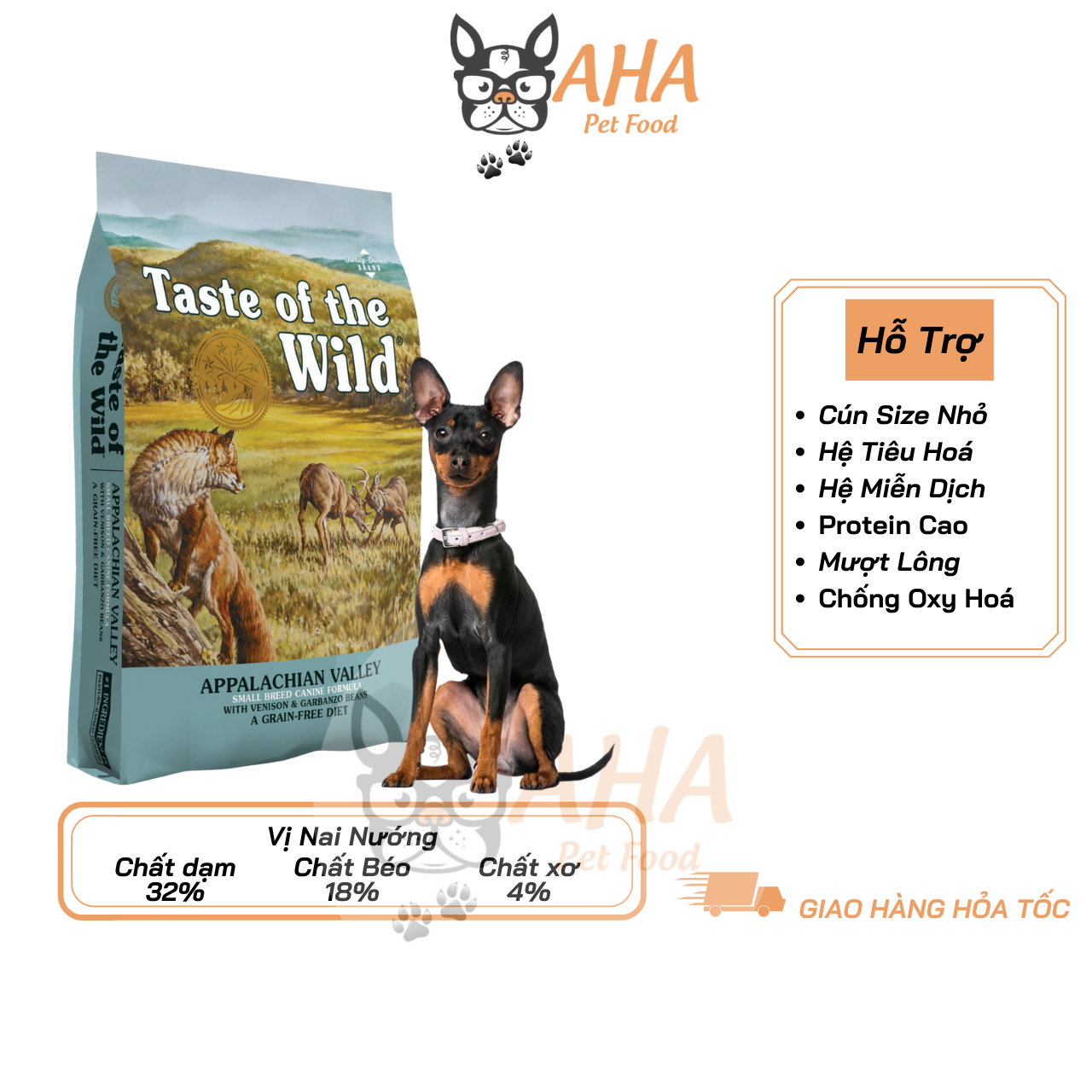 Thức Ăn Cho Chó Phốc Sóc - Taste Of The Wild - Appalachian Valley Thịt Nai & Đậu Garbanzo Trái Cây Rau Củ Quả Da Lông Bóng Mượt Hệ Miễn Dịch  Hệ Tiêu Hoá Men Vi Sinh Đường Ruột - ahapetfood