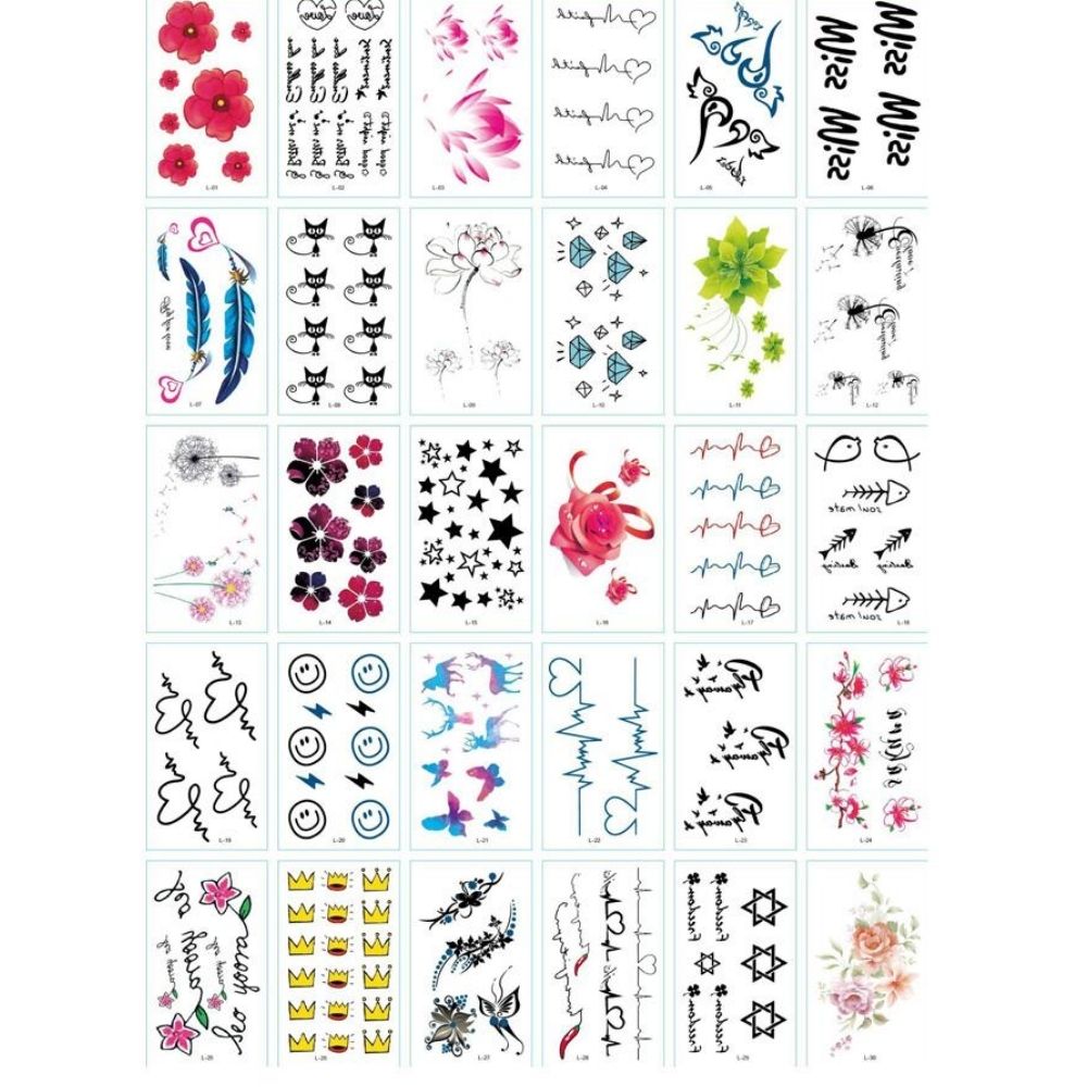Combo 30 tấm Hình Xăm dán Hình Xăm Tạm Hình Xăm Mini Thời Cute Cá Tính Giá Rẻ