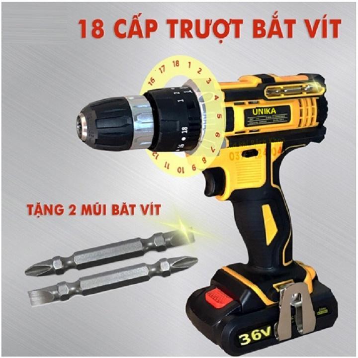 Máy khoan pin, máy khoan bê tông dùng pin unika 36v tặng 2 mũi khoan - 1 pin máy khoan pin, máy bắn vít, máy khoan cầm tay