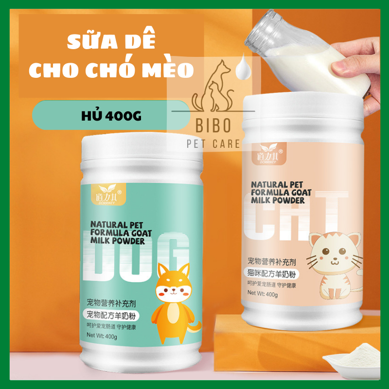 Sữa bột dinh dưỡng cho chó mèo đang mang thai cho con bú và chó mèo con sữa dê Goat Milk hộp 400g - Bibopetcare