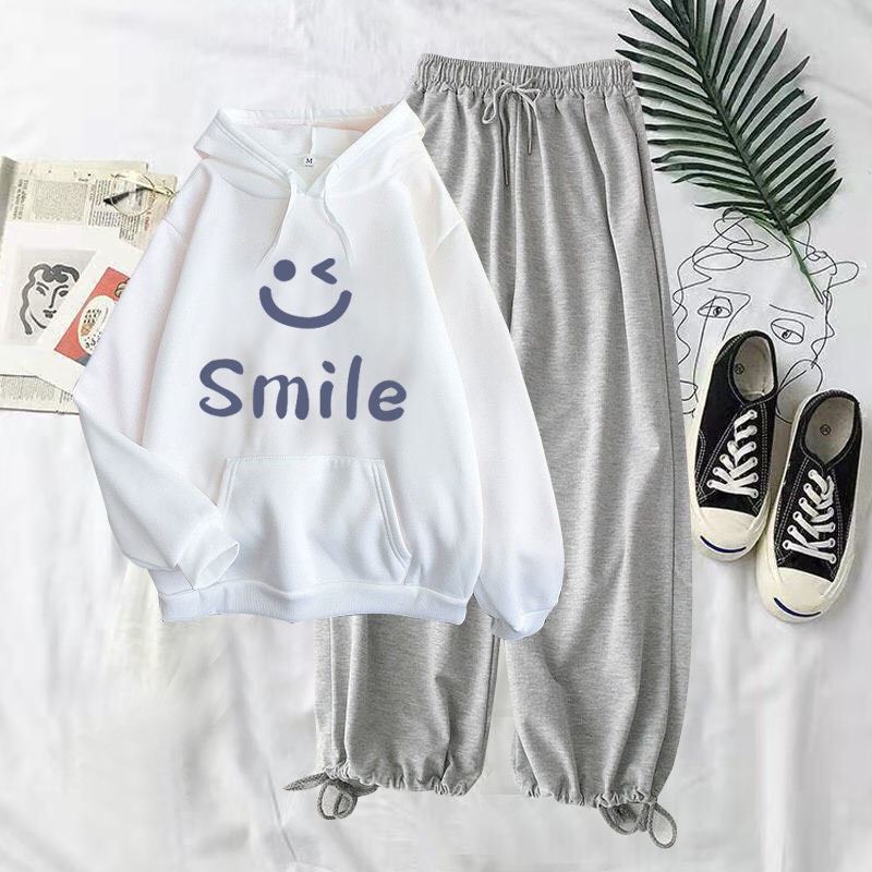 SET ÁO HOODIE SMILE KÈM QUẦN BOOM PHÙ HỢP ĐI CHƠI, ĐI HỌC