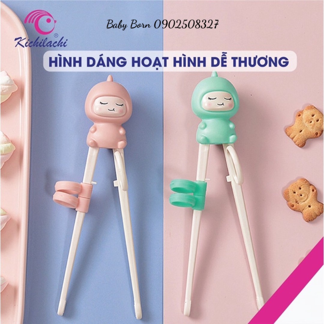 Đũa tập ăn Kichilachi xỏ ngón giúp bé tập ăn bằng đũa