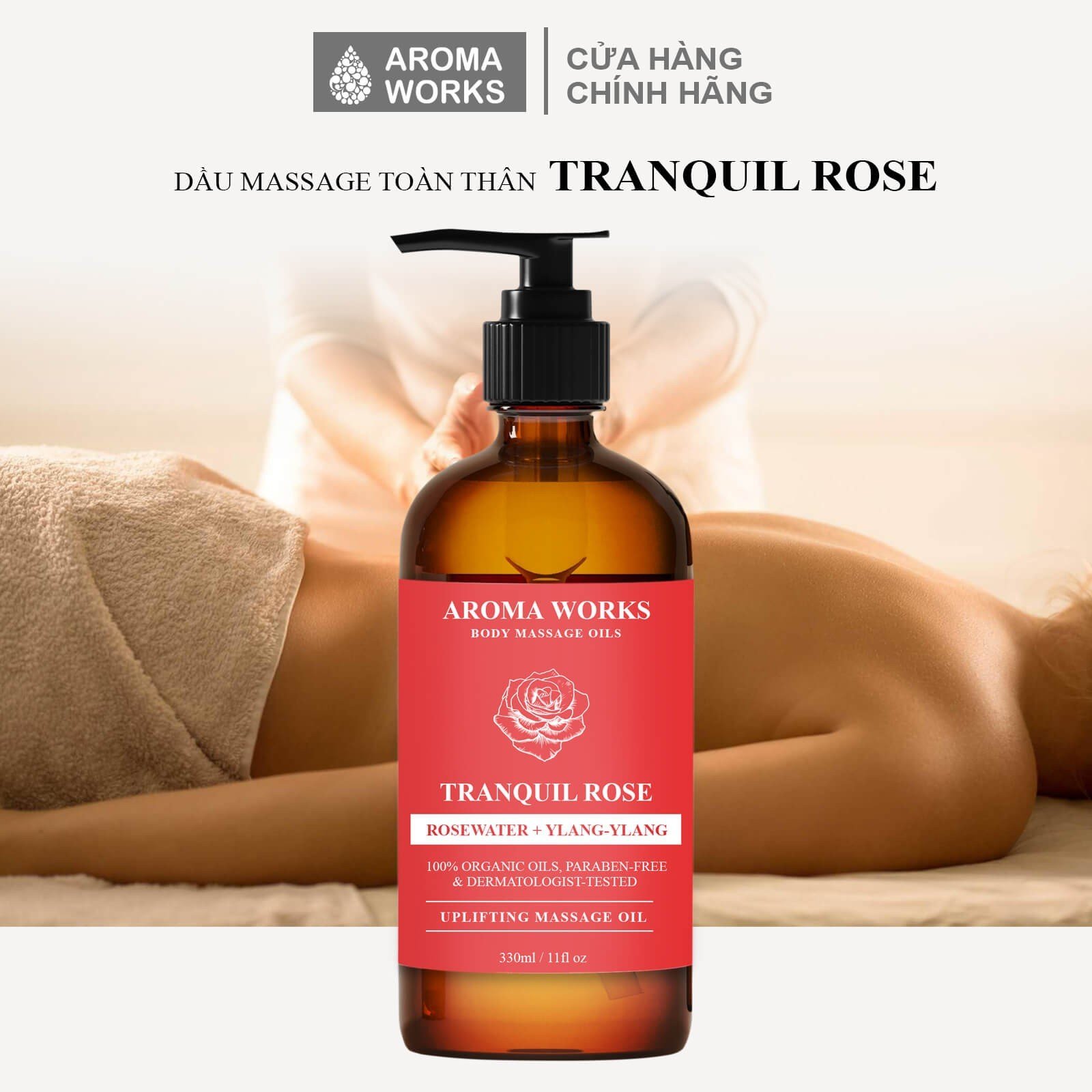 Dầu Massage Body Toàn Thân Aroma Works mát xa, dưỡng da, cấp ẩm, dưỡng tóc từ dầu hướng dương, dầu hạnh nhân, dầu dừa