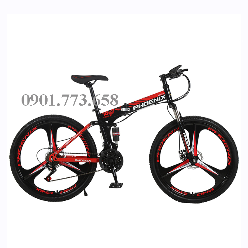 Xe đạp thể thao địa hình gấp gọn PHOENIX 26inch 21, 24 tốc độ khung thép siêu bền phanh đĩa cơ học kết hợp giảm sóc thủy lực, xe đạp địa hình, xe đạp gấp gọn, xe đạp thể thao