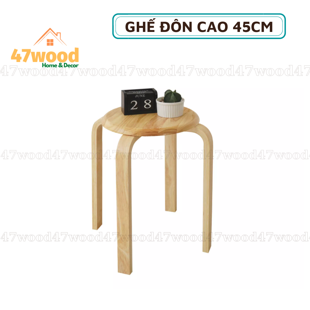 4 GHẾ ĐÔN CAO 45CM MẶT GỖ TỰ NHIÊN
