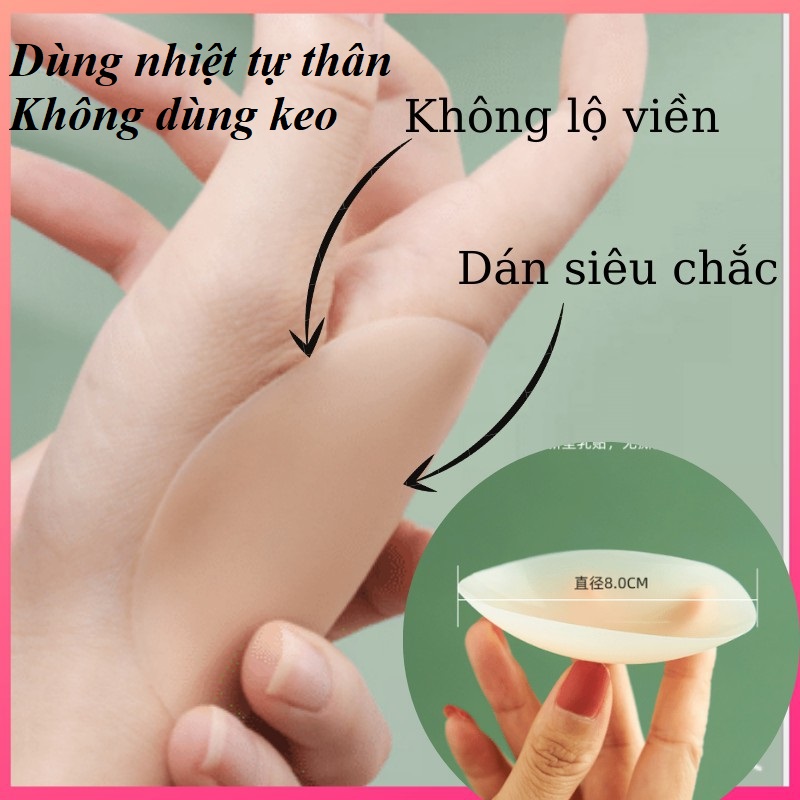 Hộp 2 miếng dán ngực silicon dính nhờ nhiệt tự thân KHÔNG DÙNG KEO - dùng đến chán thì bỏ - miếng dán nhũ hoa không keo - P16