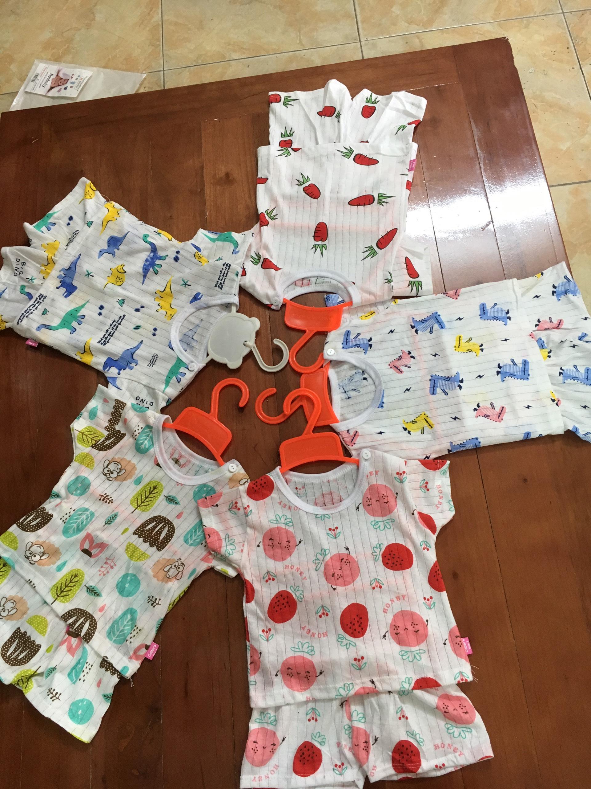 Combo 5 bộ coton giấy cài vai cho bé trai/ gái