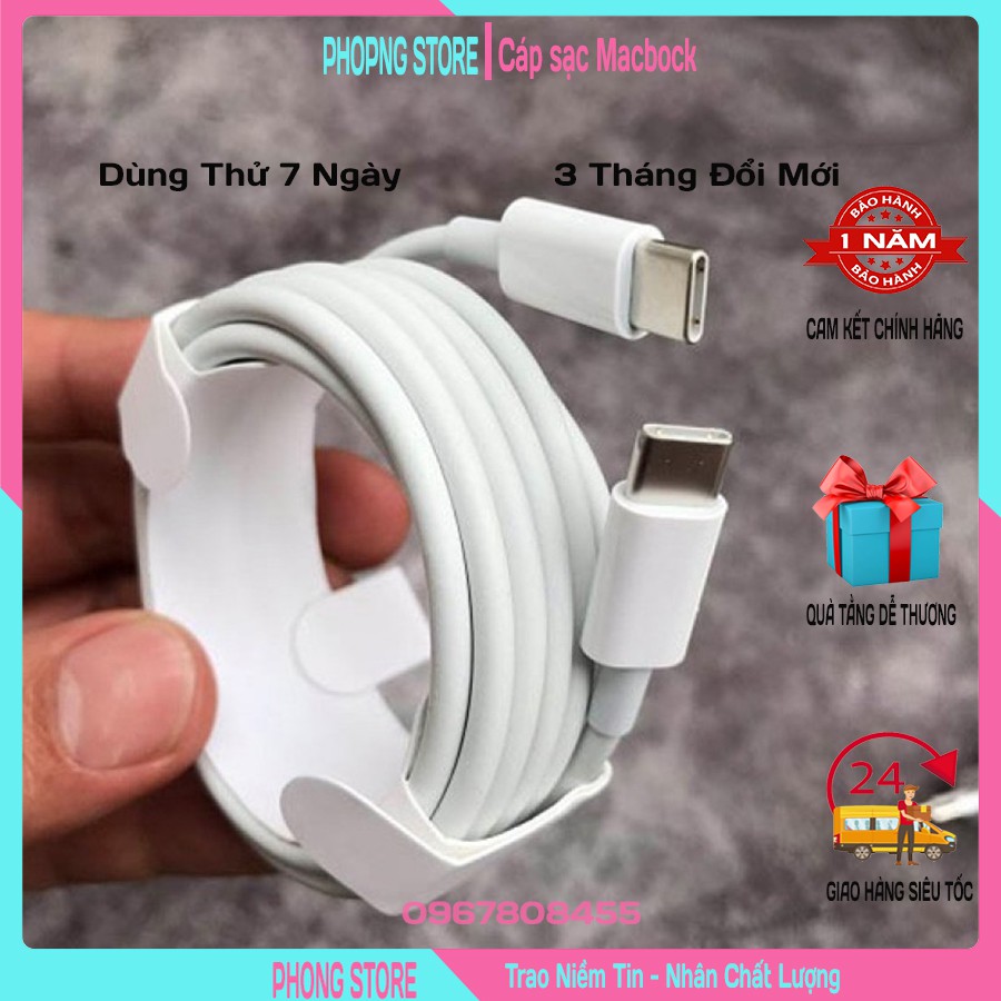 Dây cáp sạc 2 đầu type c / cáp usb c to usb c dùng cho mac.bock điện thoại đời cao - dài 1,8m