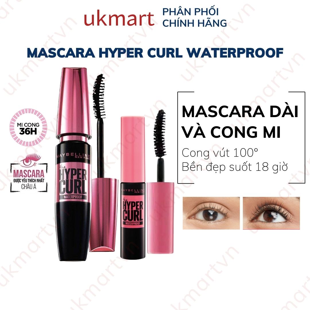  Mascara Dài và Cong Mi Maybelline New York Hyper Curl Waterproof 9.2ml - Màu Đen 