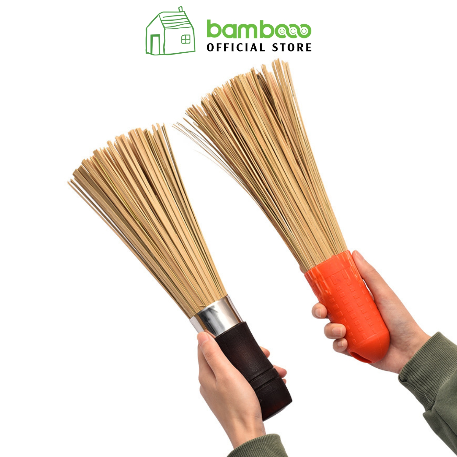Chổi cọ nồi cọ chảo Bambooo Eco cán gỗ chổi tre cọ chảo thân thiện môi trường