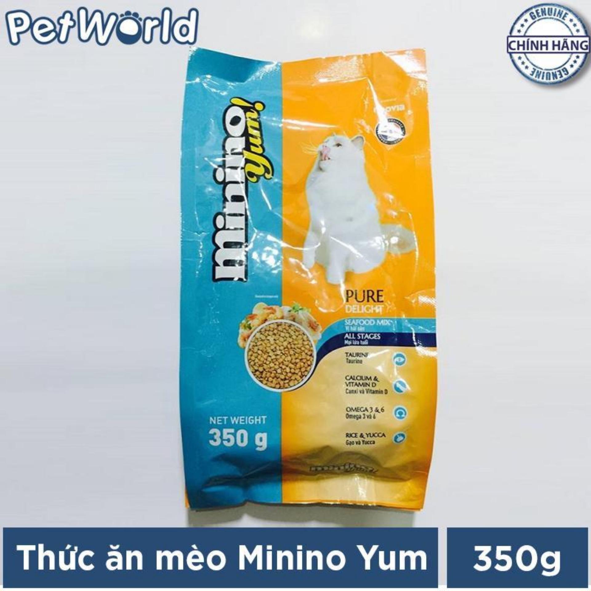 Thức ăn cho mèo hạt khô hải sản Blisk mới Minino Yum 350g
