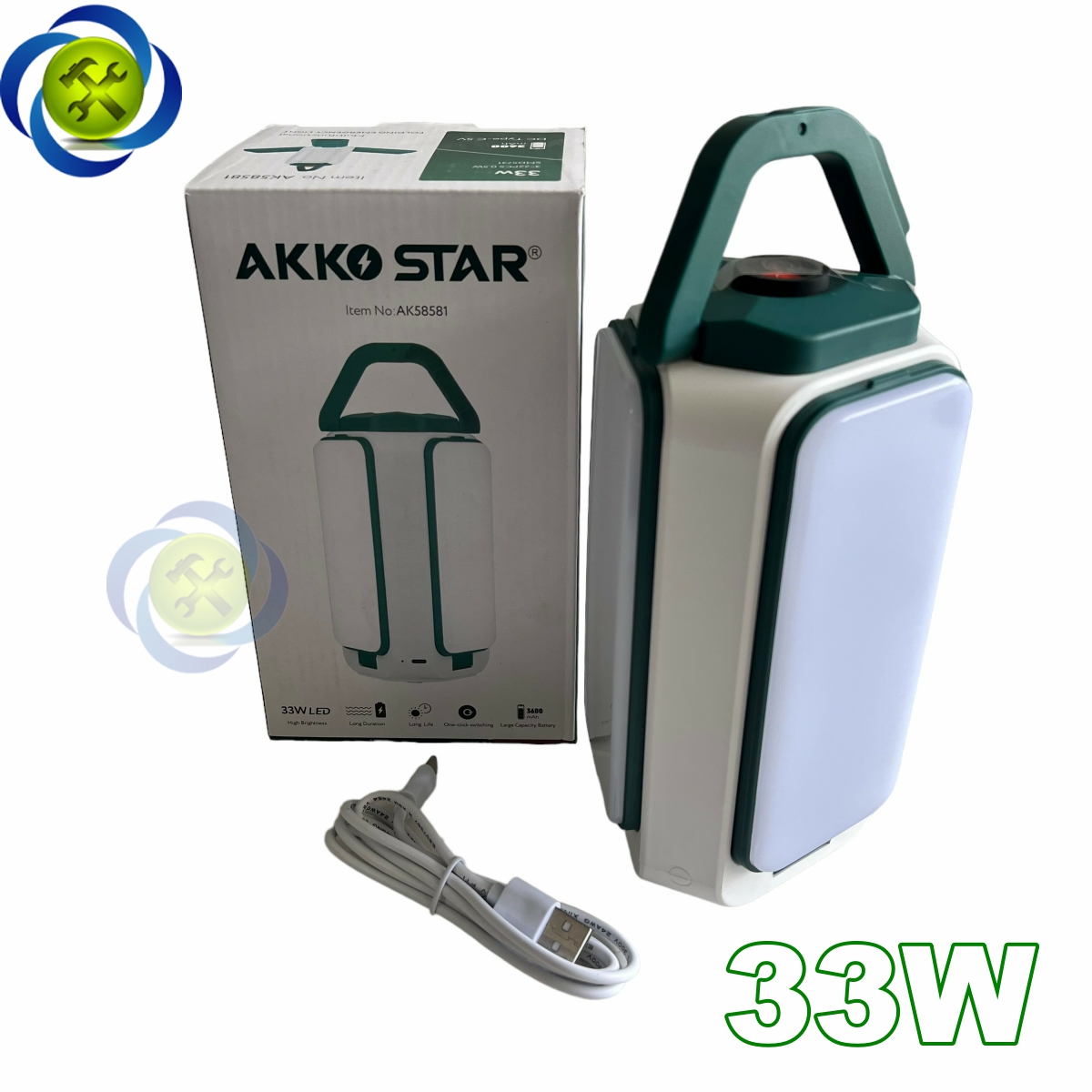 Đèn LED cầm tay đa năng AKKO STAR AK58581 công suất 33W sạc pin