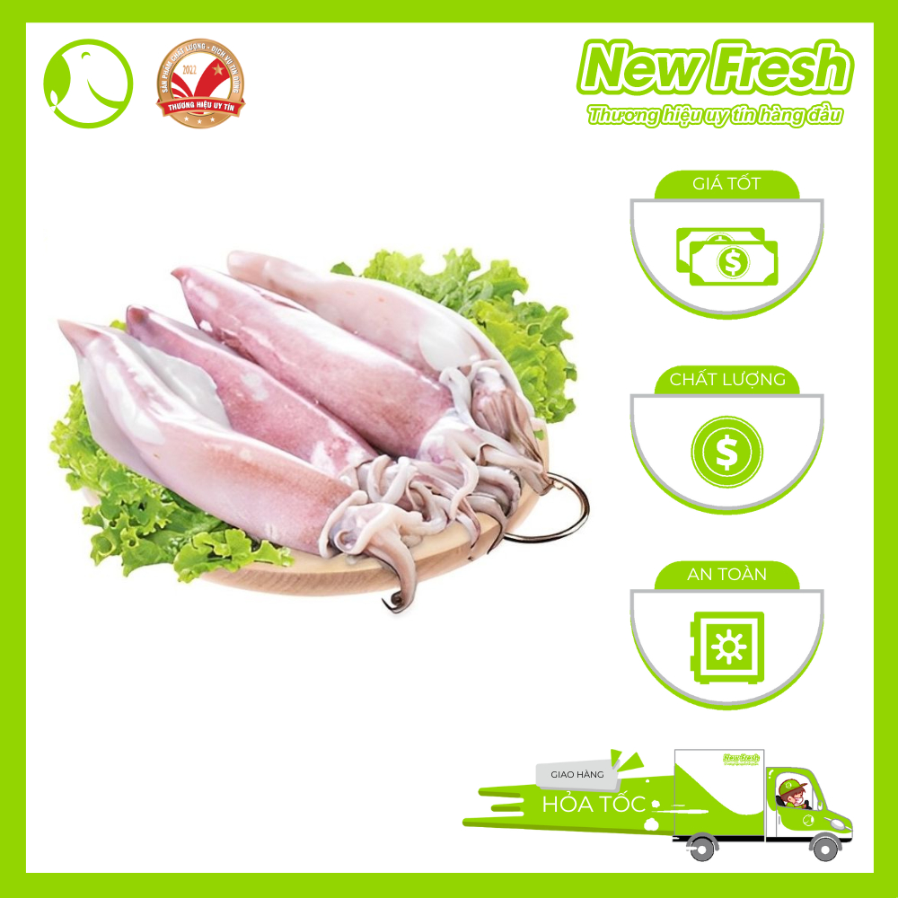 [HỎA TỐC HCM] Mực Ống Làm Sạch Đặc Biệt Loại I thịt dai giòn - Túi 1Kg