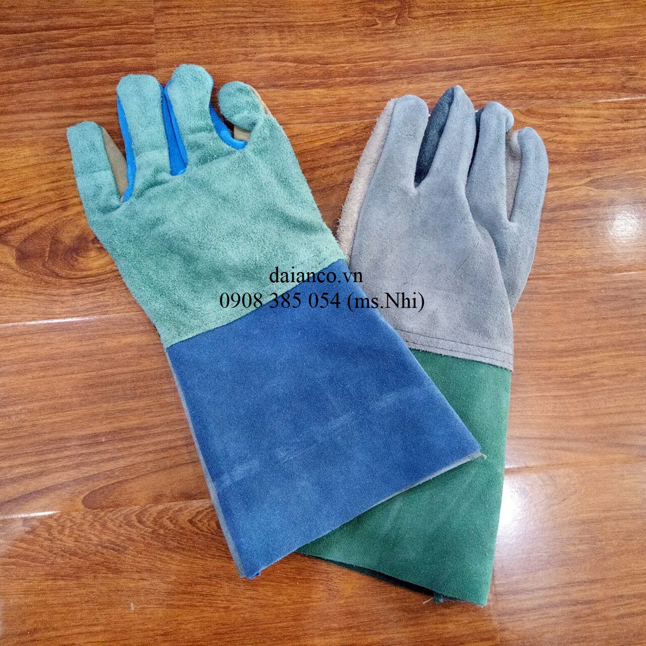 Găng tay da hàn dài tay 1 lớp chịu nhiệt- Hình thật