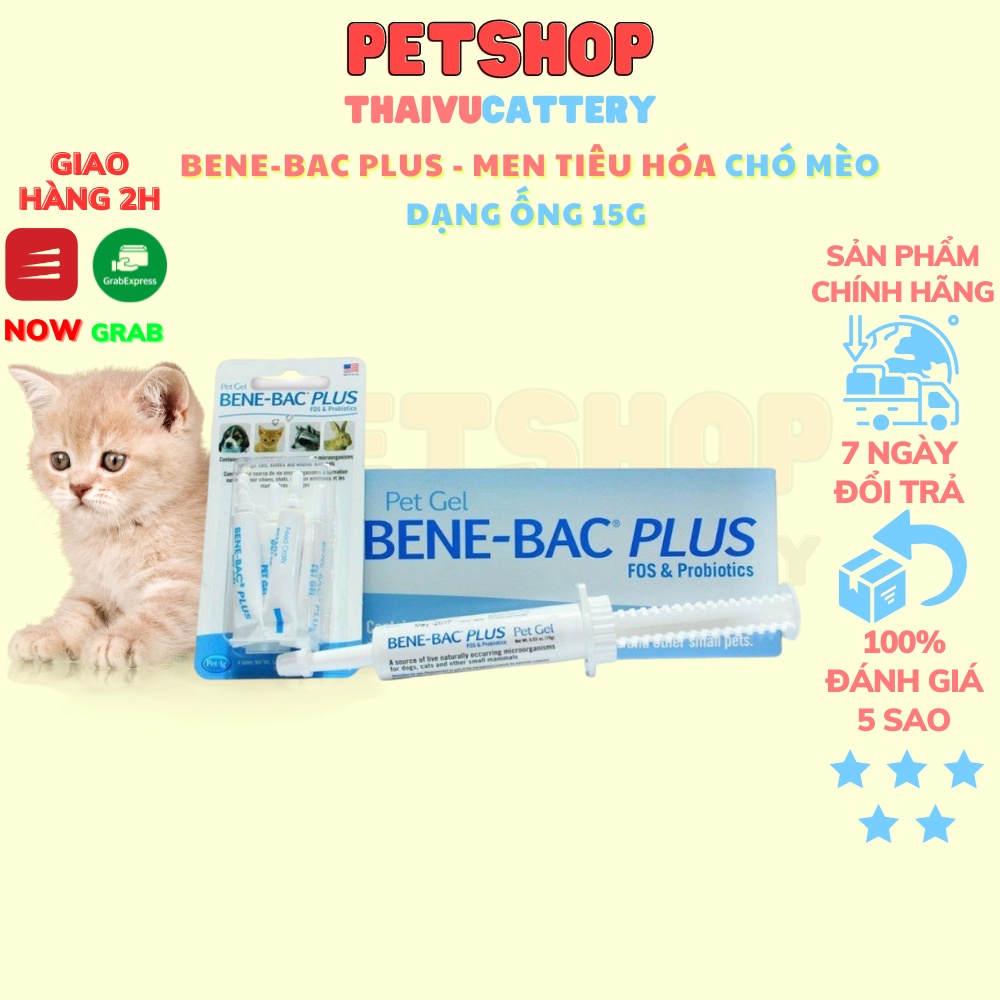 1 tuyp gel bene bac plus men tiêu hoá cho chó mèo , chim thỏ 1 ống 15g