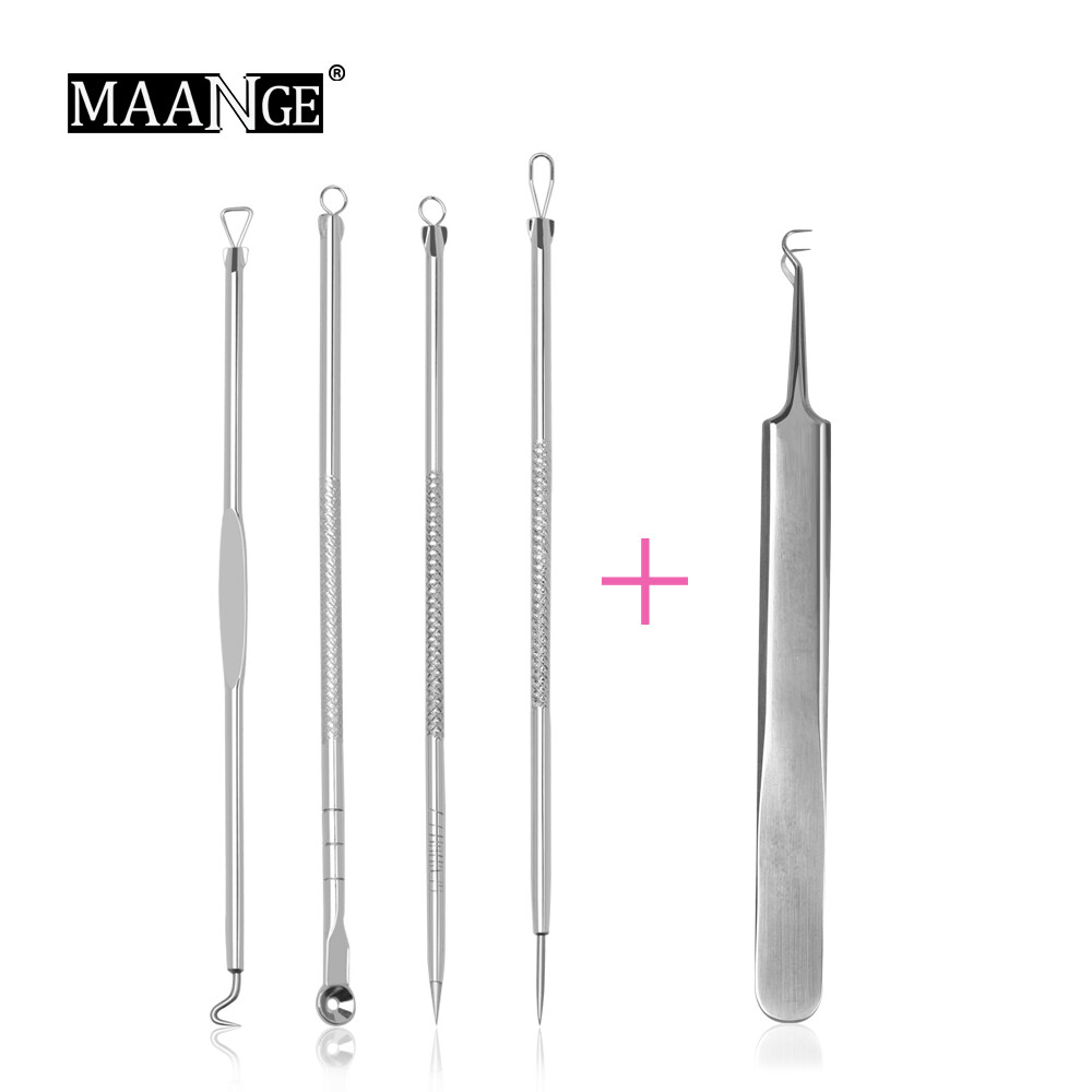 MAANGE Bộ 5 dụng cụ nặn mụn Có Nhíp