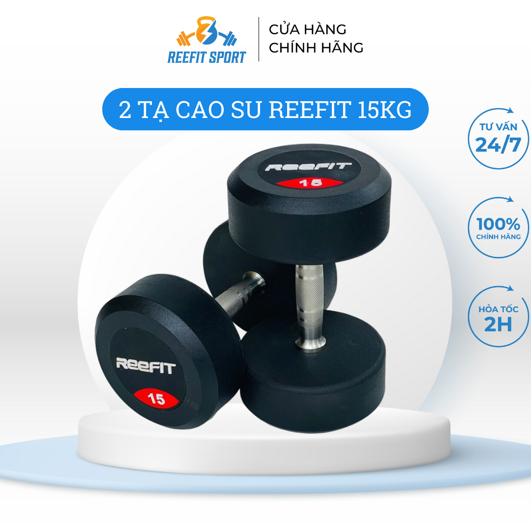 Bộ 2 tạ tay cao su reefit 15kg tạ phòng tập