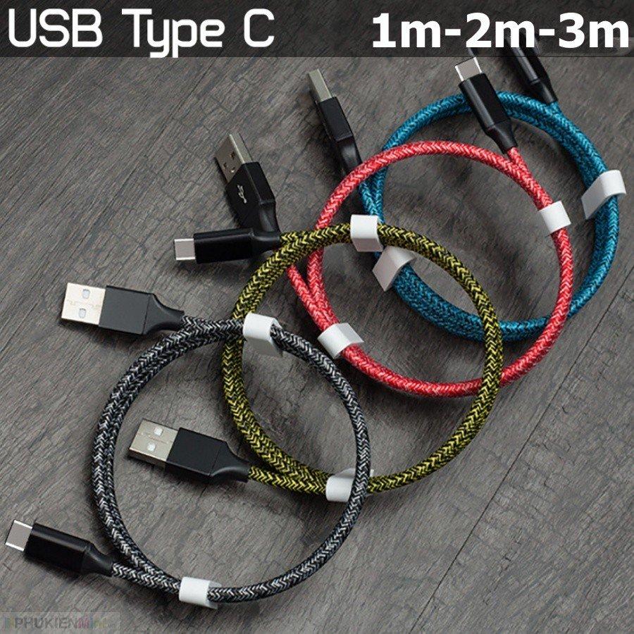 Dây cáp sạc cổng USB-C nhiều size dài 1 mét siêu dài 2 mét 3 mét dây dù bện chống đứt chống xoắn rối