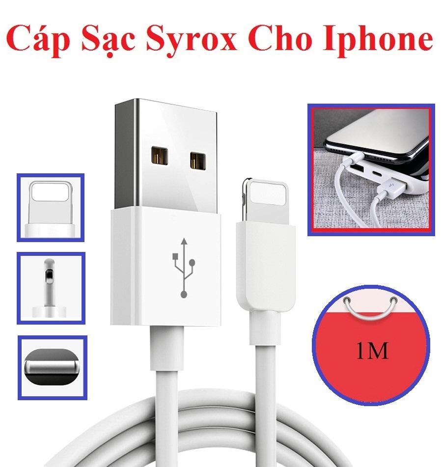 Cáp sạc nhanh Syrox dành cho Iphone dùng để chép dữ liệu hoặc sạc pin.