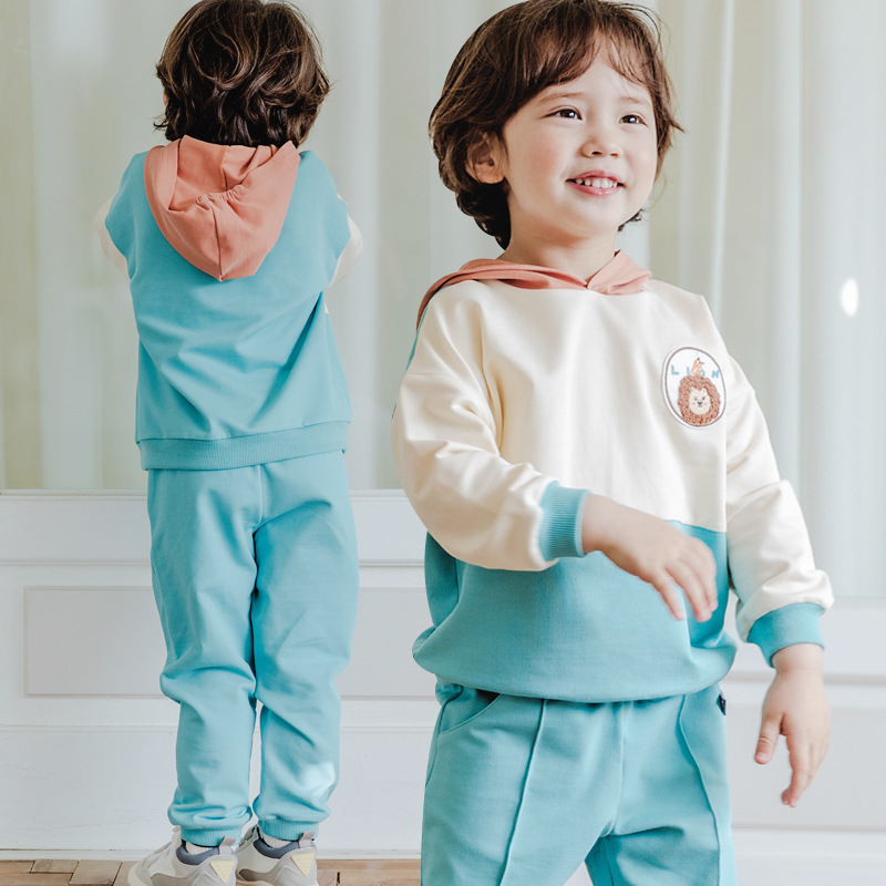 Bộ đồ bé trai Hàn Quốc Bebezoo dài tay - Blue orange Lion