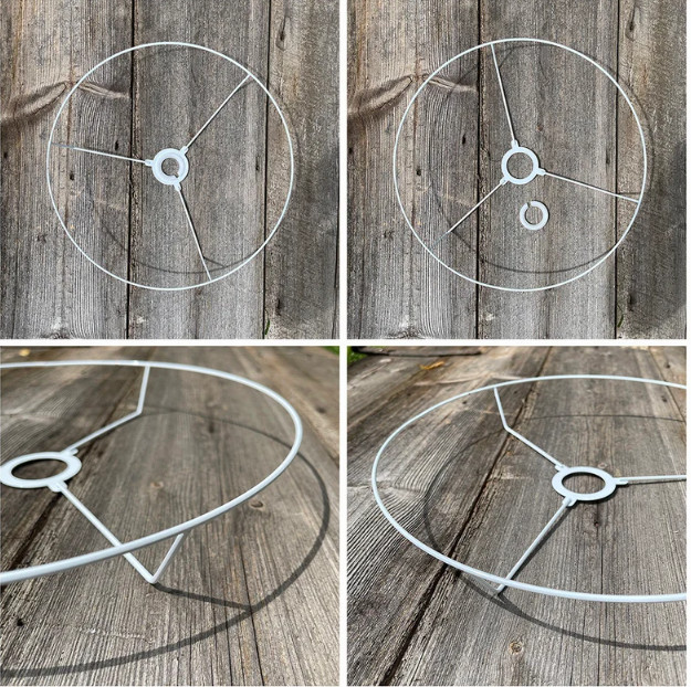 Chao đèn, khung đèn sơn tĩnh điện là handmade, đèn macrame