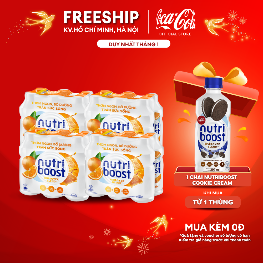 Lốc 24 chai sữa nutriboost thế hệ mới hương cam