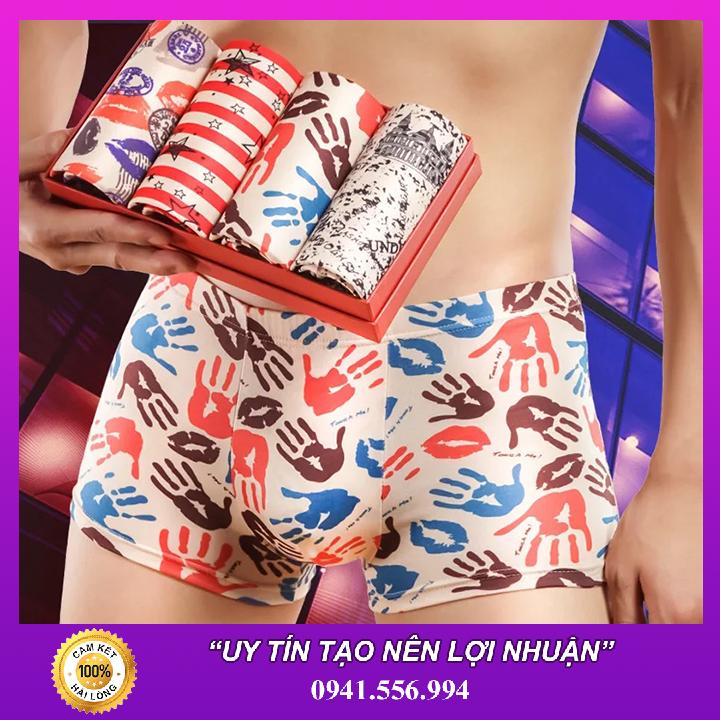 Set 4 quần lót nam boxer vải sợi tre cao cấp