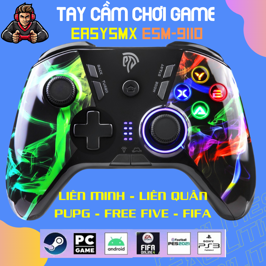 Tay cầm gaming easysmx esm-9110 / ps5, tay cầm chơi game pc / điện thoại / laptop / tivi, tay câm chơi gane fifa, liên quân, liên minh, free fifa, pupg,...