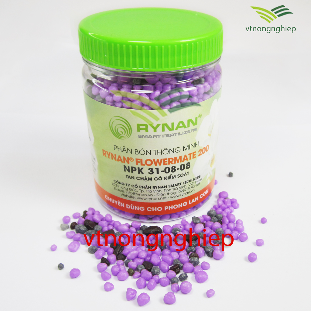 Phân bón rynan-200, lọ 150(g) - Phân bón tan chậm - Phân bón NPK 31-08-08 chuyên dùng cho hoa lan con