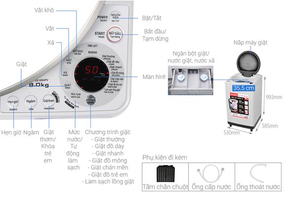 Máy giặt Sharp 9 kg ES-W90PV-H Mới 2020
