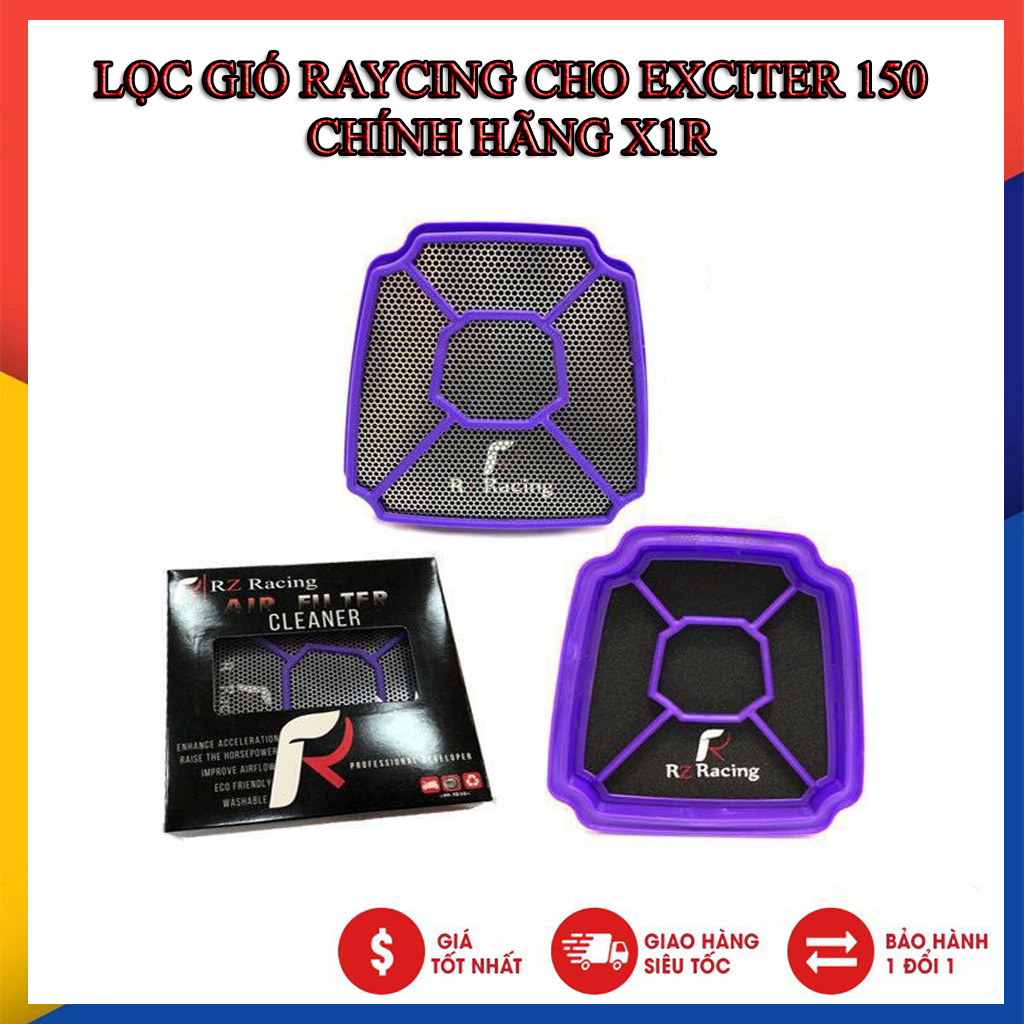 Lọc gió racing cho exciter 150 chính hãng x1r, lọc gió ex 150 zin chính hãng x1r