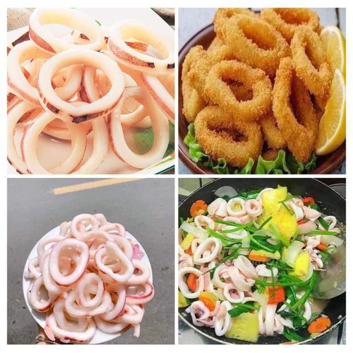 1Kg Mực Ống Cắt Khoanh Đ.ông lạnh